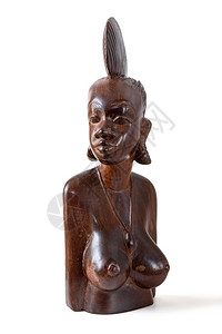 非洲手工制作的非洲手工制作的民族伍德女神像与剪路径隔绝图片