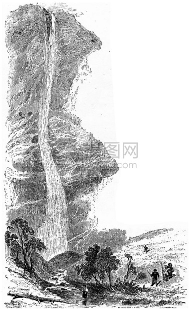 StaubbachFalls186年生态化学杂志古代雕刻的插图图片