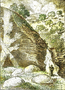 法国中央高原的石灰岩和始花岗中的空谷状态由自然创造和人类所雕刻的古老插图图片