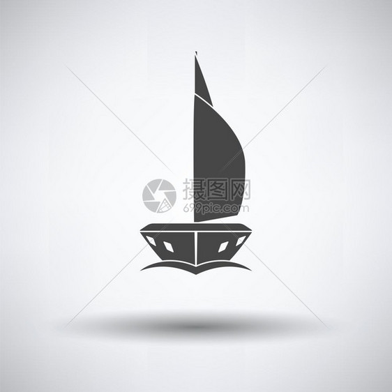 灰色背景上的帆船图标图片