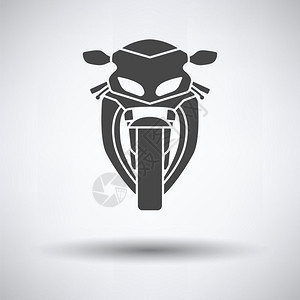 灰色背景圆影矢量插图上的摩托车标前视图片