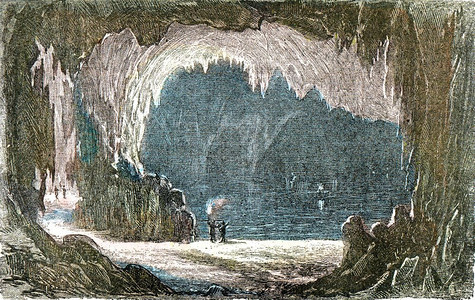 肯塔基州Mammoth洞穴由自然创造与生命组织撰写的古老雕刻插图图片