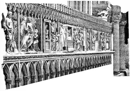 唱诗班的摊位刻有古老的插图巴黎奥古斯丁维京大学1890年图片