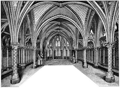 SainteChapelle低地教堂刻有文字的插图巴黎AugusteVITU1890年图片