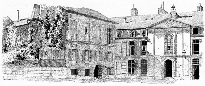 Gobelins的旧建筑刻有古老的插图巴黎AugusteVITU1890年图片