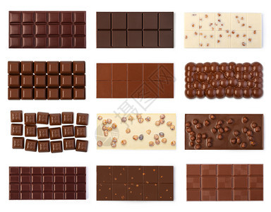 白色背景上的十二块巧克力条图片