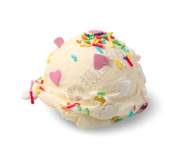 白色带彩色装饰的冰淇淋球图片