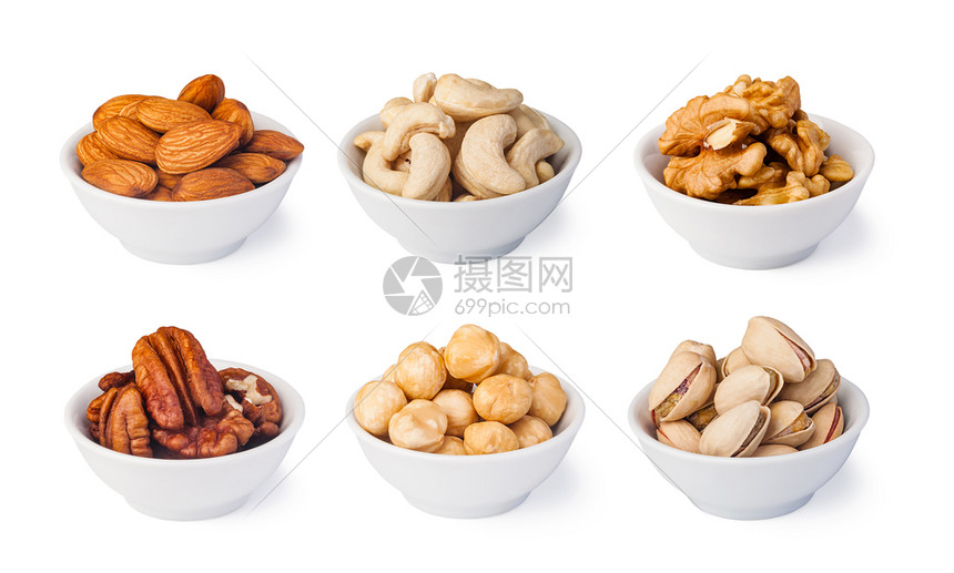 白色背景上孤立的Nuts收藏高清图片下载-正版图片304827018-摄图网