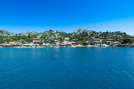 蓝色火鸡海景滨环礁湖背景