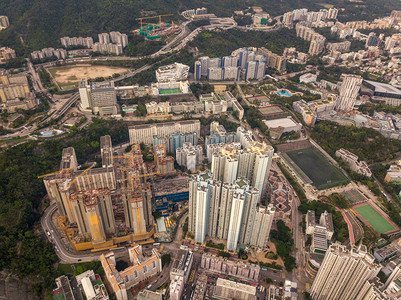 香港市中心ShamShuiPoShekKipMeiShamPo的交叉路口或的空中视图金融区和智能城市商业中心技术概念建筑的顶级视图片