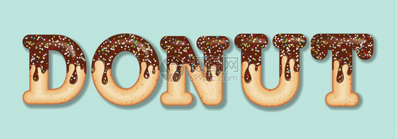 感应打字文单词甜圈巧克力和糖果甜圈字母矢量图片