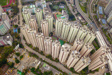 香港市中心ShamShuiPoShekKipMeiShamPo的交叉路口或的空中视图金融区和智能城市商业中心技术概念建筑的顶级视图片