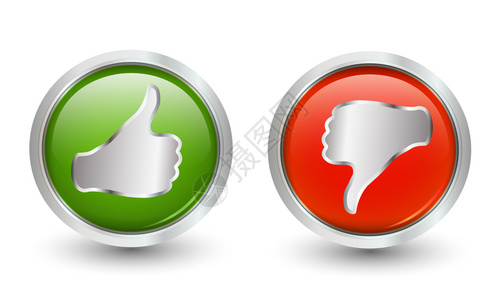 绿色和红拇指向图标3D插图在线投票符号概念喜欢它不图片