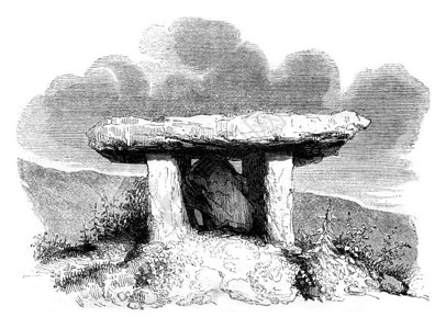Druidic纪念碑叫做dolmens来源于古董内阁代刻字图解1837年英国丰富多彩的历史图片