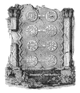 建筑碎片和萨克森硬币1837年英国的丰富多彩历史图片