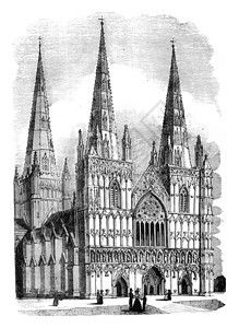 Lichfield大教堂1837年英国丰富多彩的历史图片