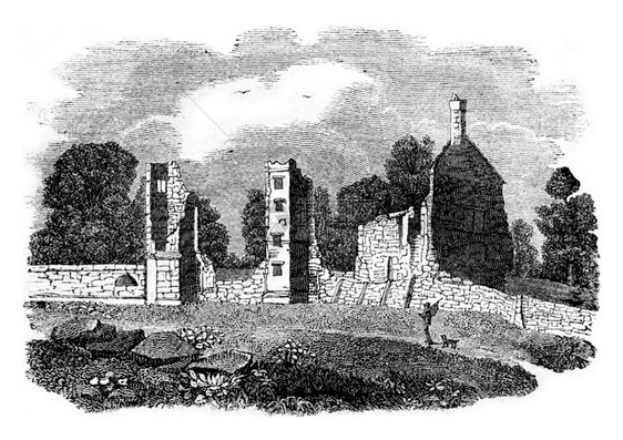 城堡大门的废墟莱斯特伯爵珍妮格雷的出生地1837年英国丰富多彩的历史图片