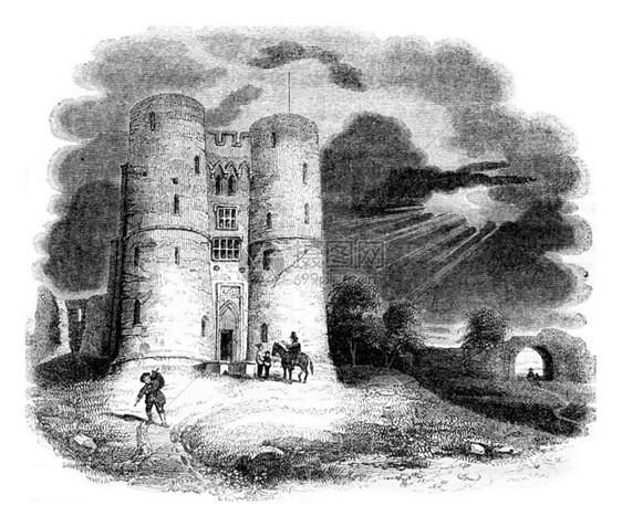Coventry城堡的景象是锁着或者MaryStuart1837年英国丰富多彩的历史图片