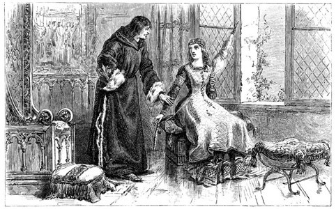 有一天圣路易斯发现她的妹旋转羊毛刻着古老的插图图片