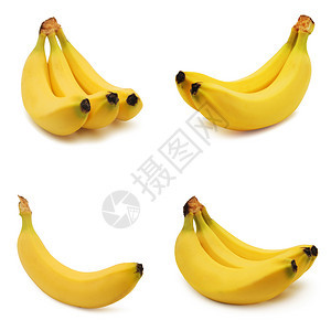 收集白色背景孤立的黄香蕉图片