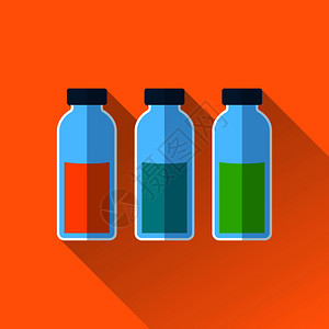 一套三瓶带有不同颜色的试剂平面插图一套三瓶带有试剂图片