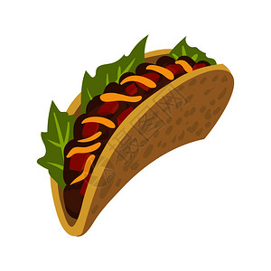 玉米烫卡通墨西哥玉米饼白背景孤立于卡通墨西哥玉米饼插画