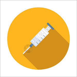 白色背景上孤立的Syringe平面图标图片