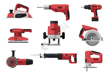 电动工具安装在平式电动工具上红色业具锯子钻机平板研磨螺丝起子电动工具等说明图片
