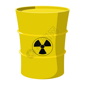 将康事物将核废料隔离在白色背景上的卡通桶将核废料隔离在白色背景上
