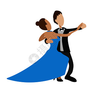 窗情侣一对在白色背景上跳华尔兹卡通图标的情侣一对在华尔兹卡通中跳