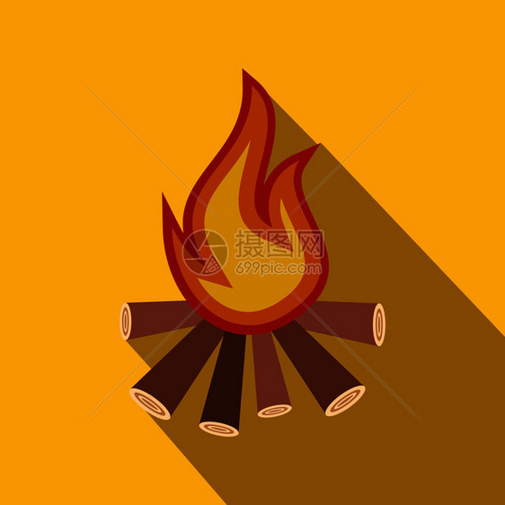 燃烧营火平面图标图片