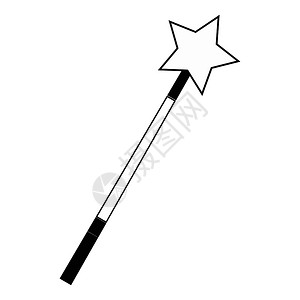 打水杖白色背景上孤立的魔法杖和黑色简单图标魔法杖和黑色简单图标