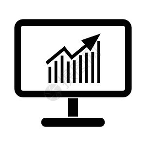 计算机监视器黑色简单图标上的计算机监视器上的图图片