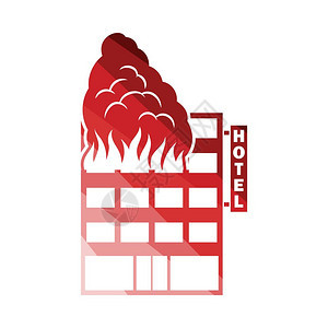 红色着火的酒店设计矢量插图图片