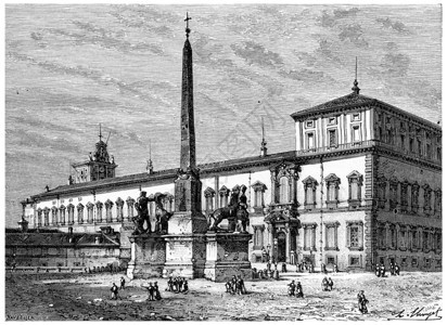 Quirinal和MonteCavallo的喷泉古代刻画插图法国历史185年图片