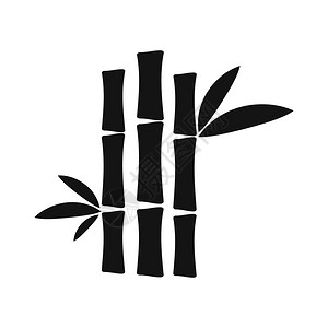 花草图标白色背景上孤立的竹干黑简单图标竹干黑简单图标背景