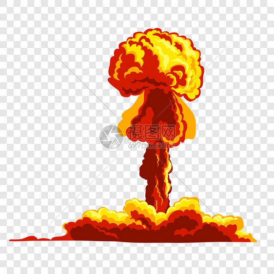 蘑菇云透明背景上的橙色和红插图图片