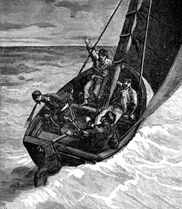 猎物船好人晕古老的雕刻插图旅行杂志18790年图片
