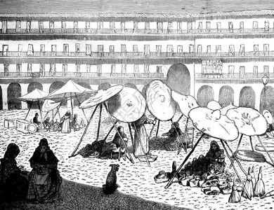 在科尔多瓦对市场的看法古代刻画插图旅行杂志180年图片
