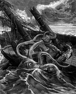 刚果境内的NarcissusNicaise冒险他面前有一个可怕的海洋怪物刻有古老的插图旅行杂志180年0年图片