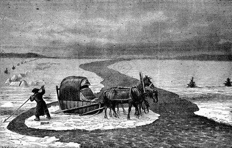Baikal湖冰浴古代雕刻的插图旅行杂志180年0年图片