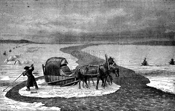 Baikal湖冰浴古代雕刻的插图旅行杂志180年0年图片