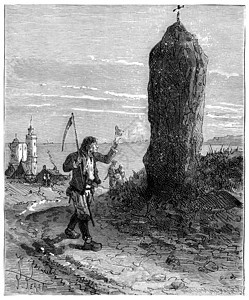 法国之旅一个小型巴黎人布列塔尼的Menhirs古代雕刻的插图旅行日报180年图片
