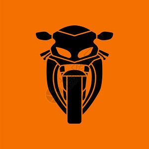 摩托车图标前视橙色背景的黑矢量插图图片