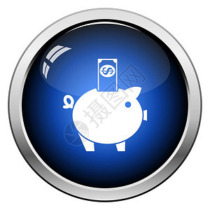 小猪银行图标光滑按钮设计矢量说明图片