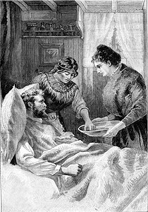 慈善姐妹们总是全心意照顾病人1890年从JulesVerneCesarCascabel古代雕刻图片