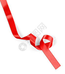 白色背景的红丝带和剪切路径图片