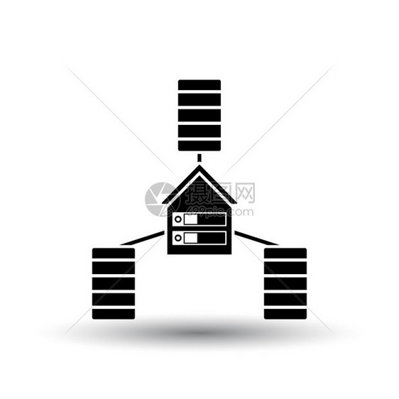 数据中心图标白色背景上黑有阴影矢量说明图片