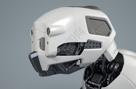 机器人狗和以灰色背景为首3D插图图片