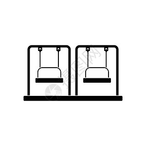 理由白背景上孤立的游戏场黑秋千简单图标游戏场的黑秋千简单图标插画